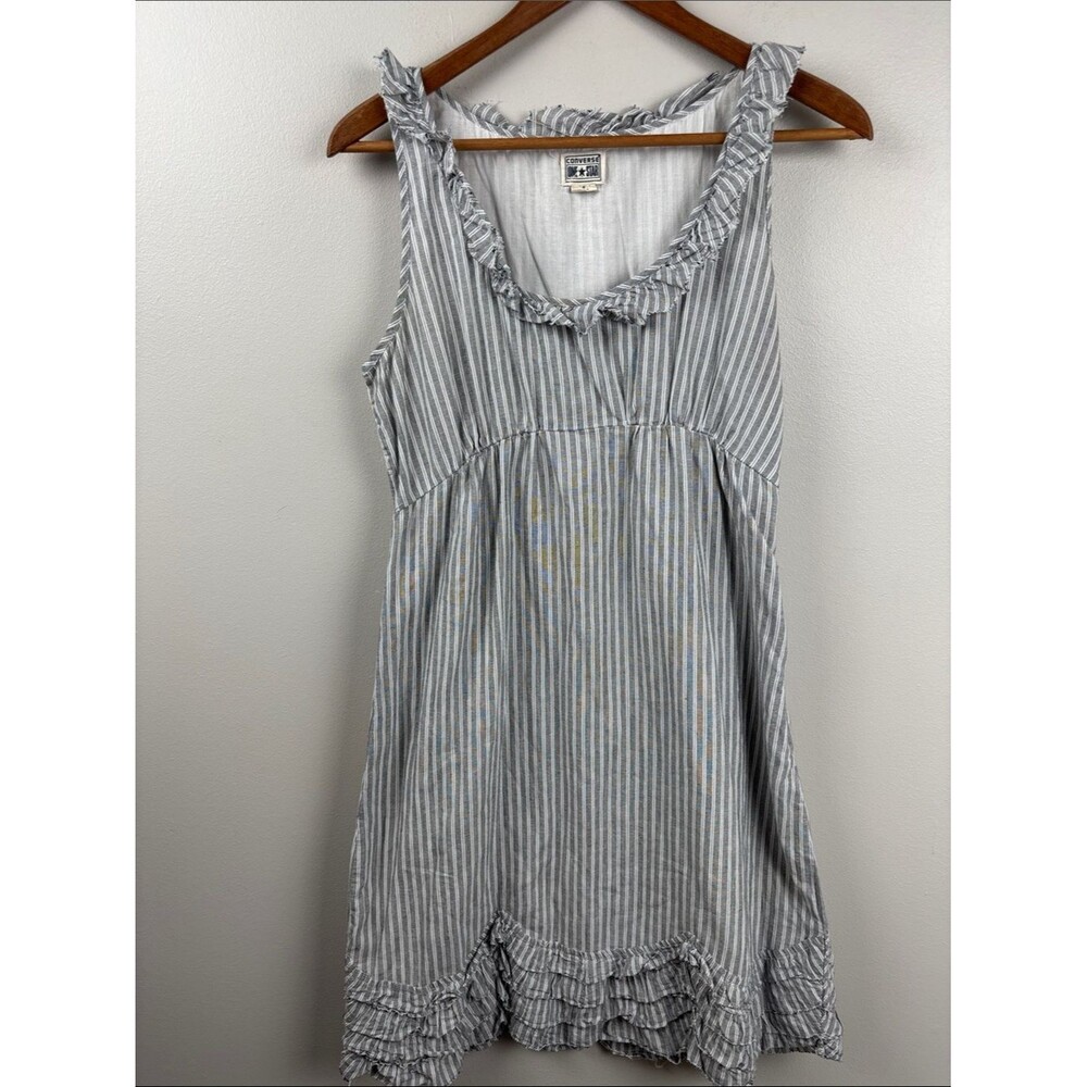 Converse One Star gray grey and White Striped dress sleeveless ruffles size 6